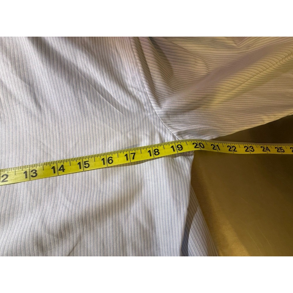 Brioni Men's Dress Shirt Blue/White Striped Silk Cotton Long Sleeve Button Up - Picture 16 of 16